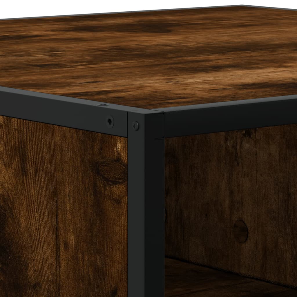 Salontafel Bewerkt Hout En Metaal Gerookt Eiken