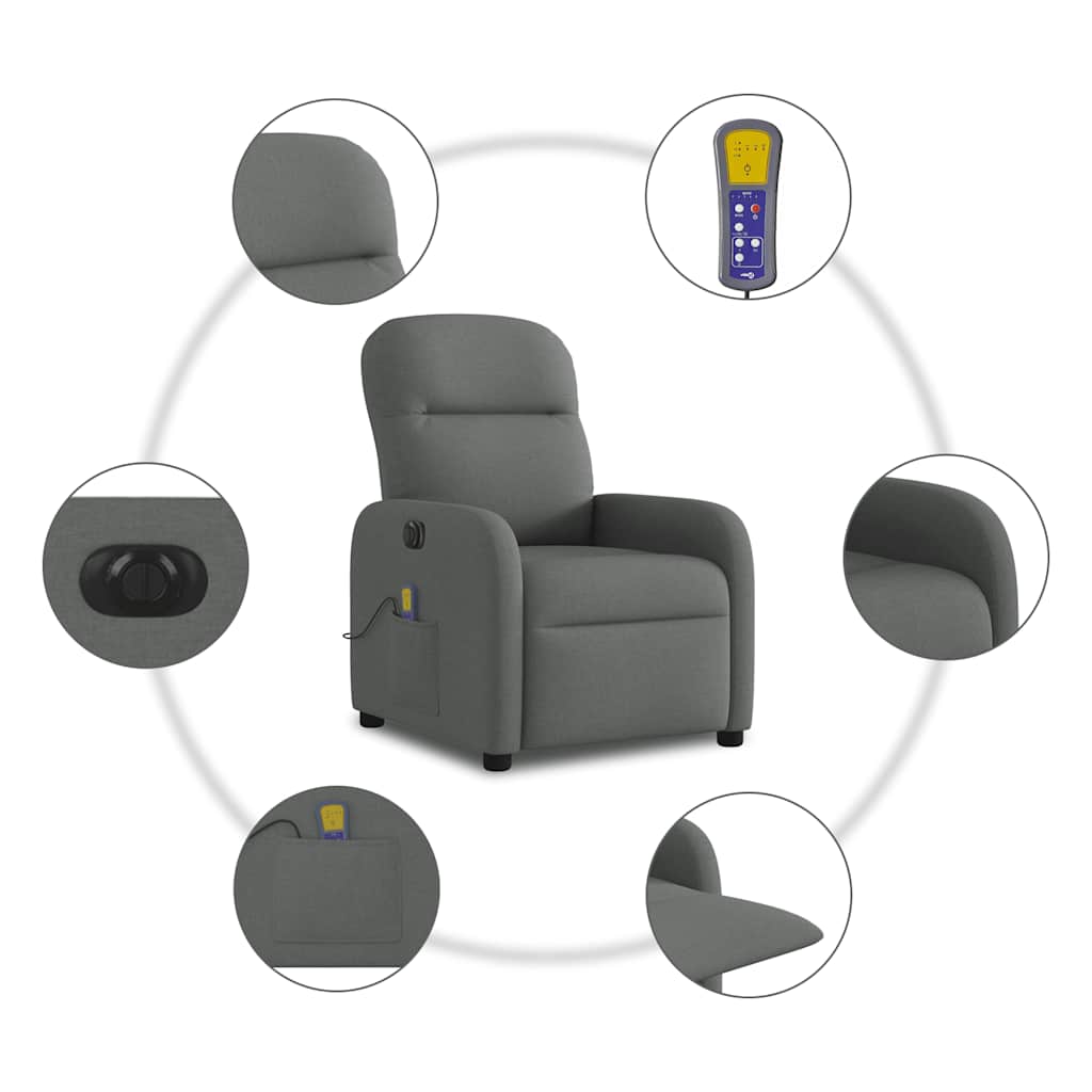 Massagestoel Stof Donkergrijs
