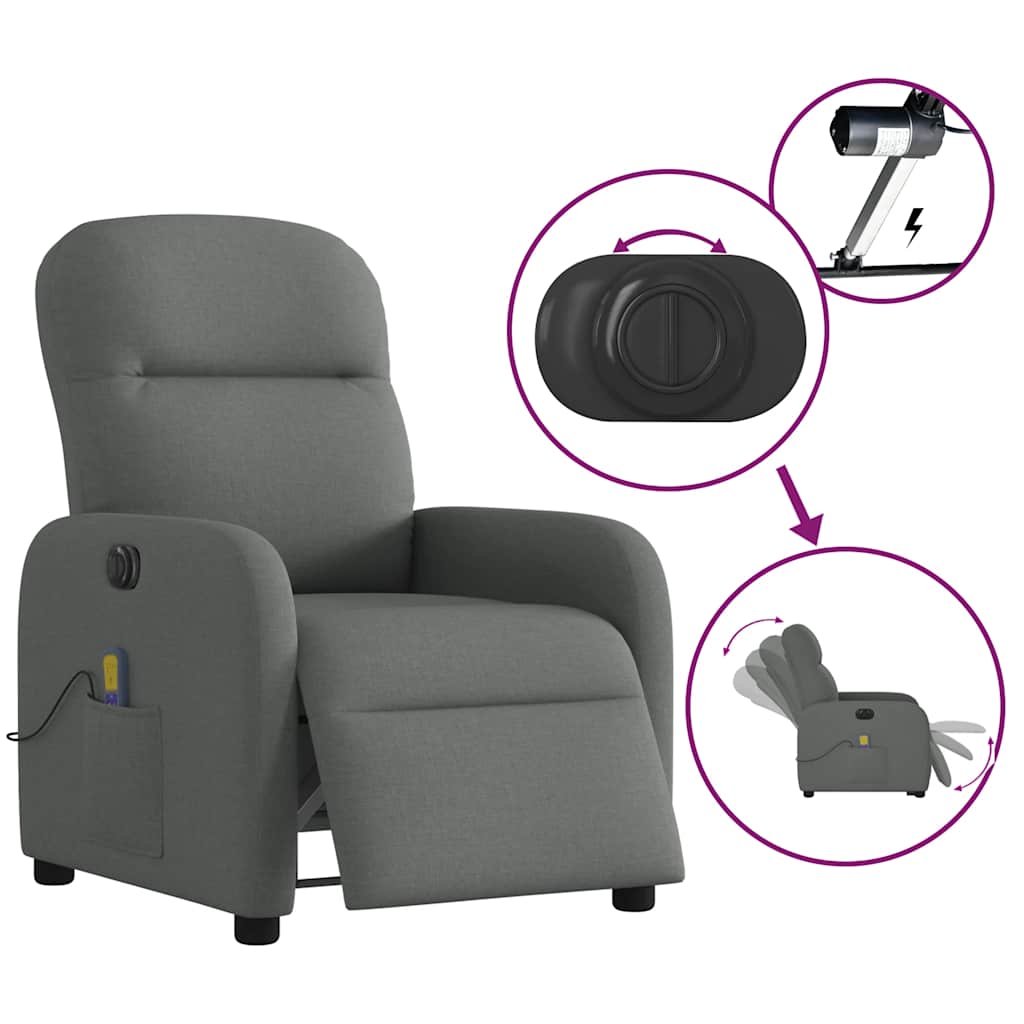 Massagestoel Stof Donkergrijs