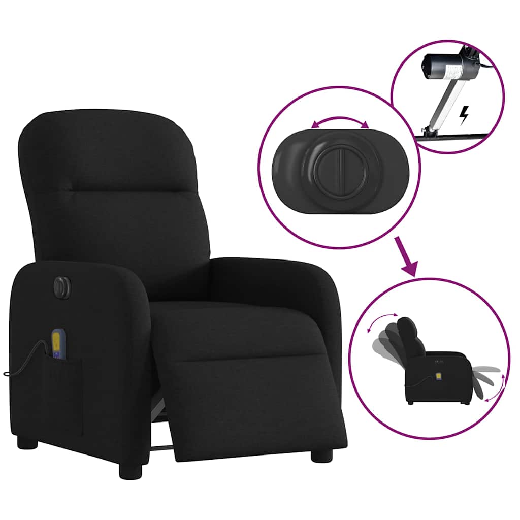 Massagestoel Stof Zwart