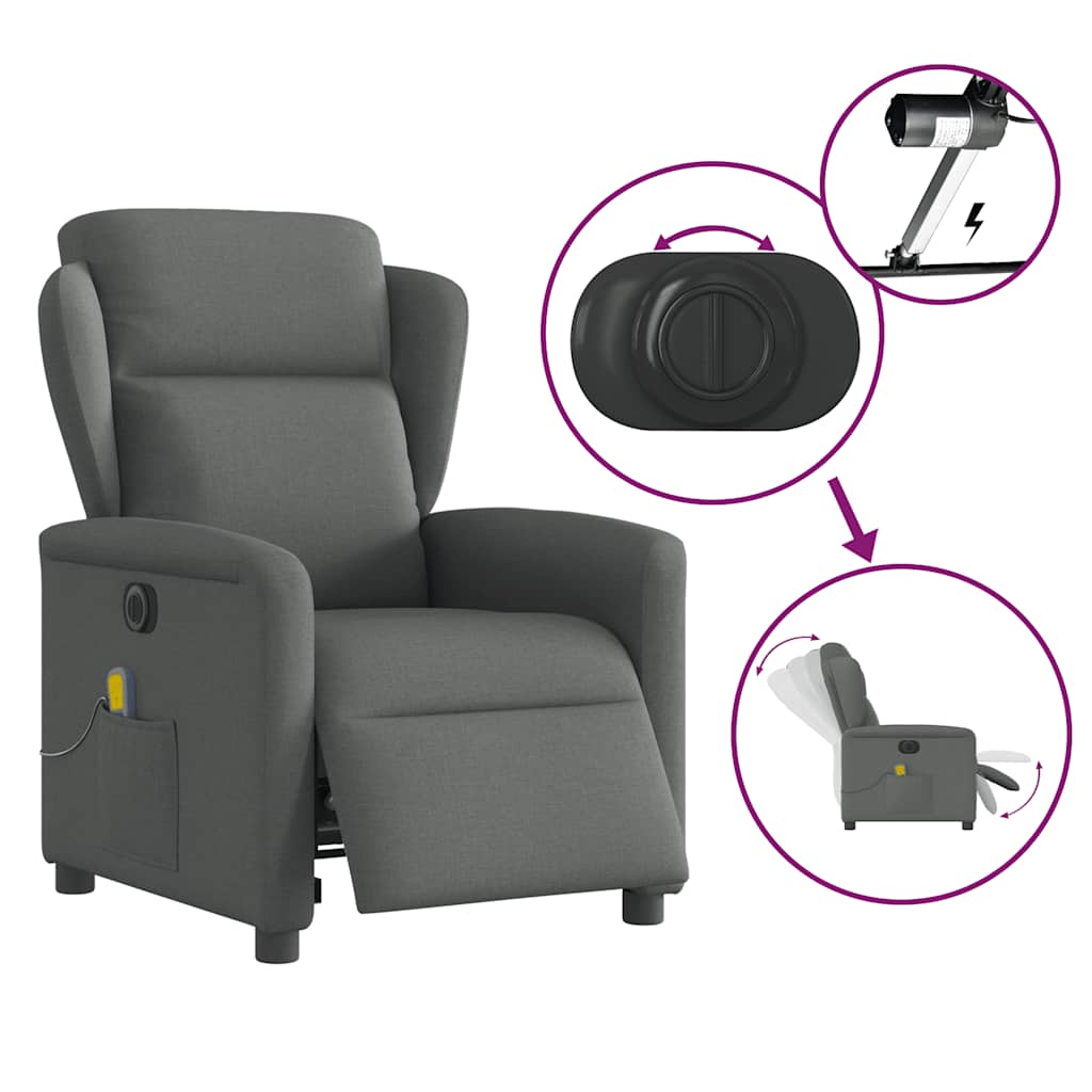 Massagestoel Stof Donkergrijs