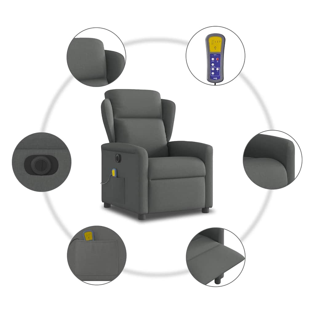 Massagestoel Stof Donkergrijs