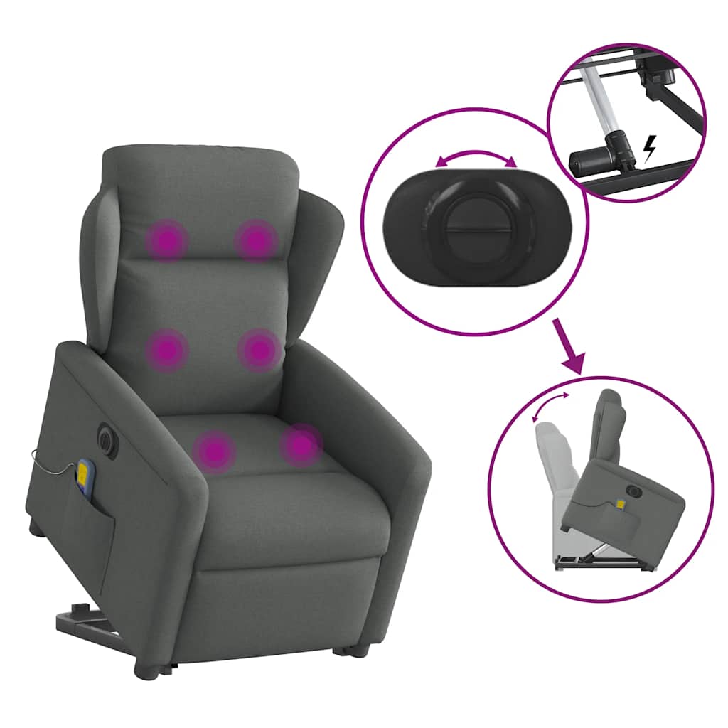 Sta-Op-Massagestoel Stof Donkergrijs
