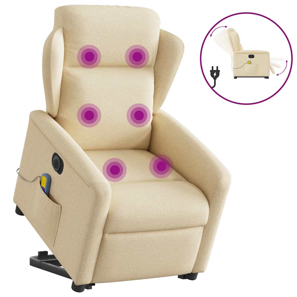 Sta-Op-Massagestoel Stof Kleurig Crème