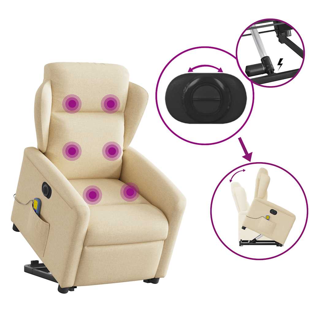 Sta-Op-Massagestoel Stof Kleurig Crème
