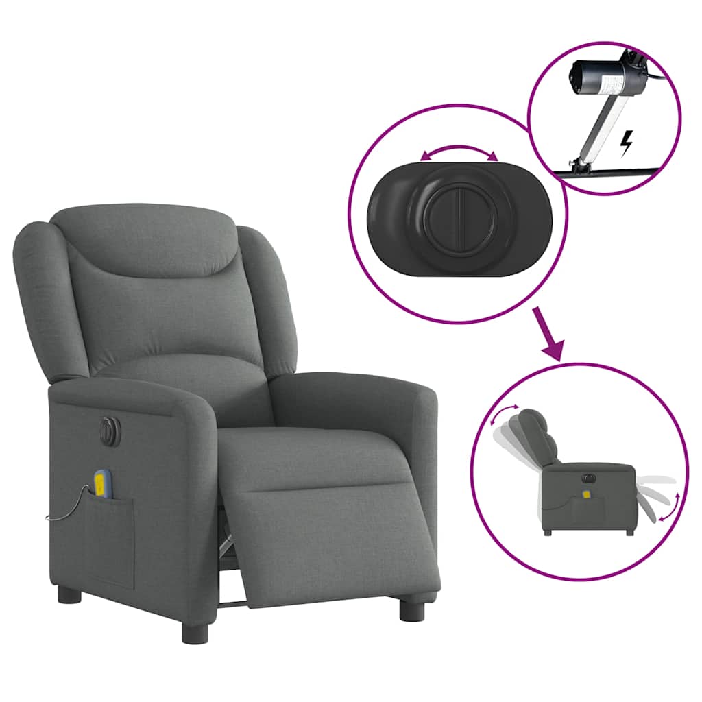 Massagestoel Stof Donkergrijs