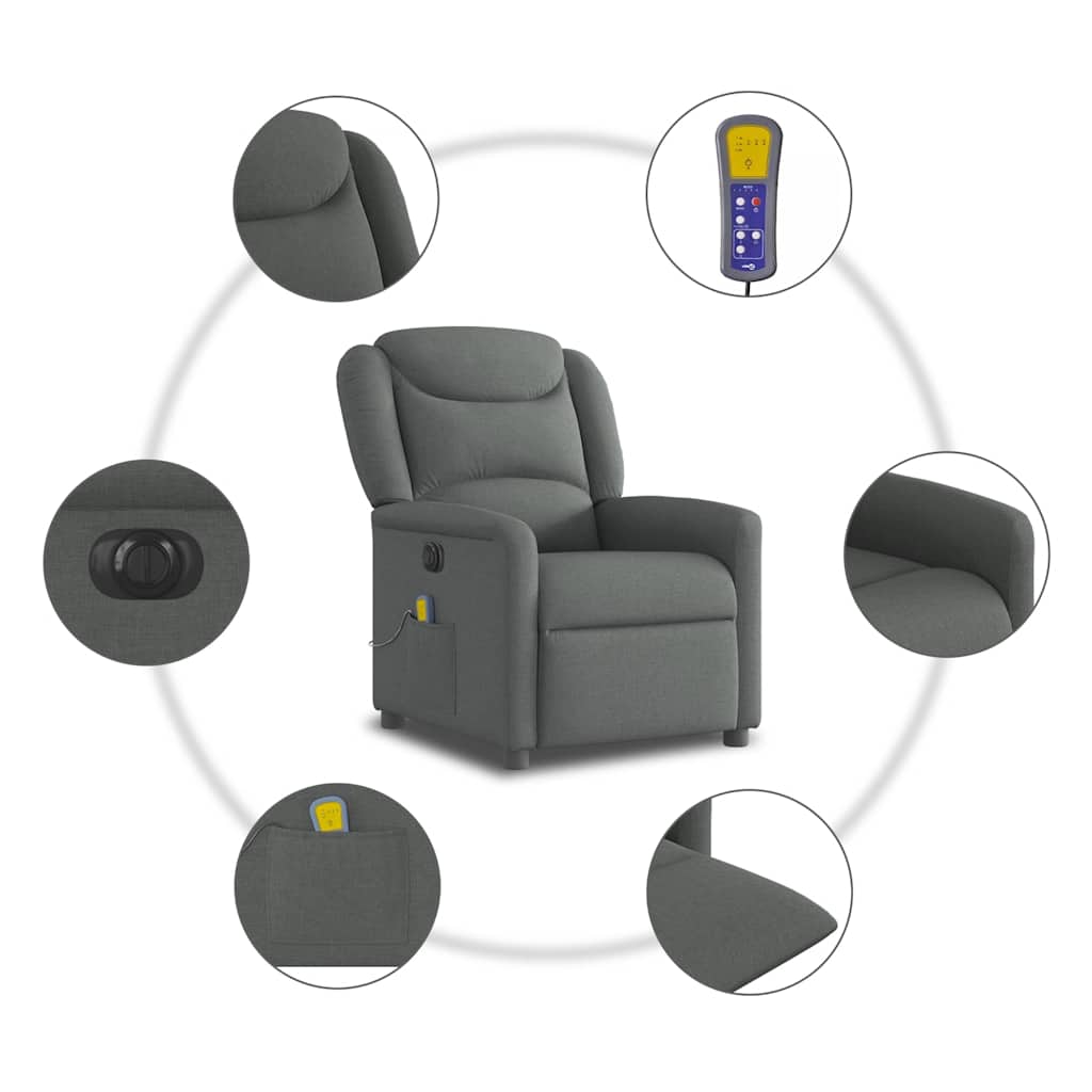 Massagestoel Stof Donkergrijs