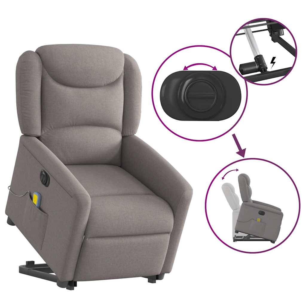 Sta-Op-Massagestoel Stof Taupe