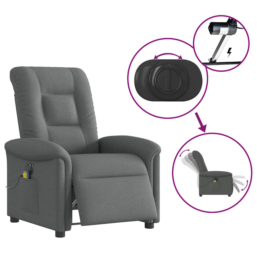 Massagestoel Stof Donkergrijs
