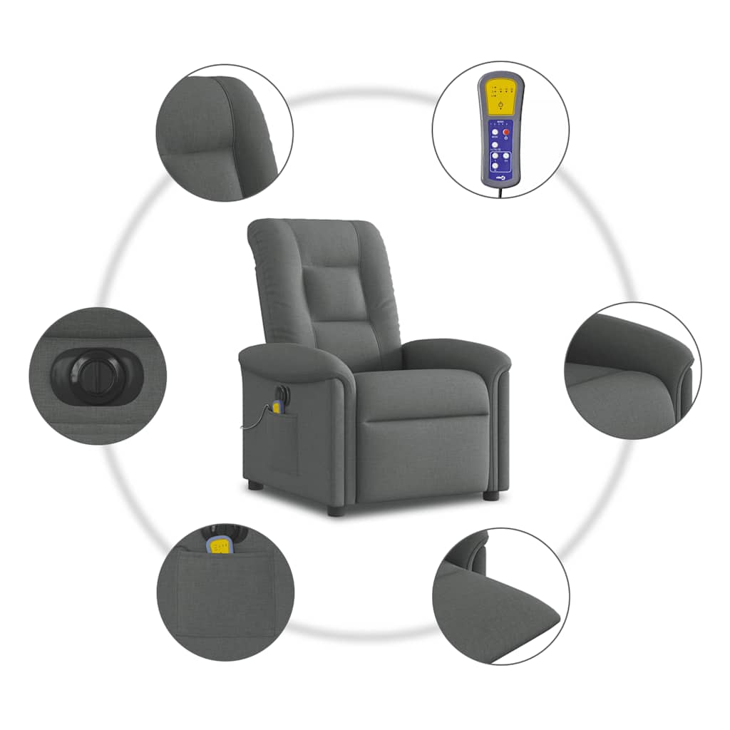 Massagestoel Stof Donkergrijs
