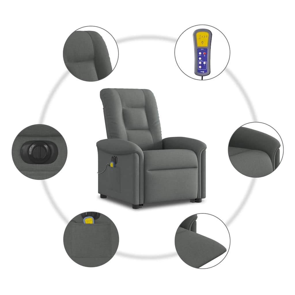 Sta-Op-Massagestoel Stof Donkergrijs