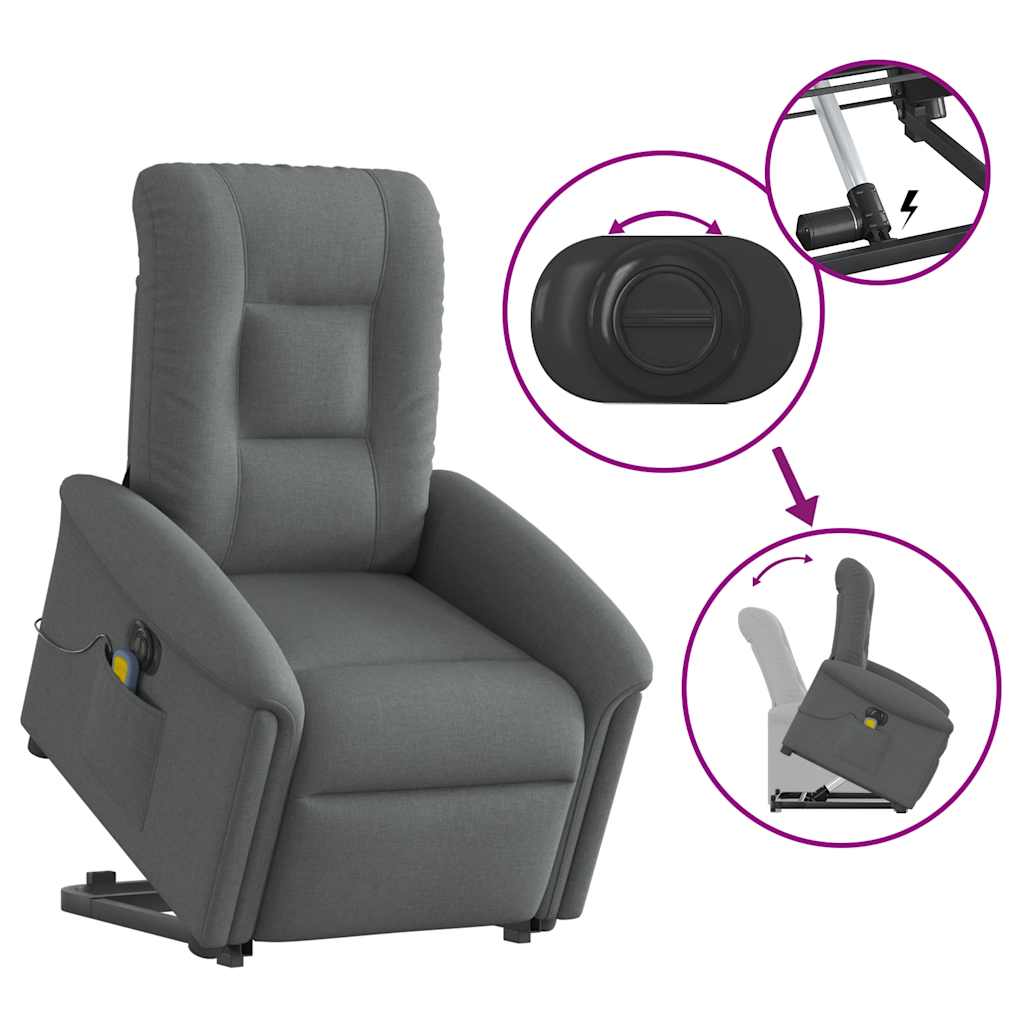 Sta-Op-Massagestoel Stof Donkergrijs