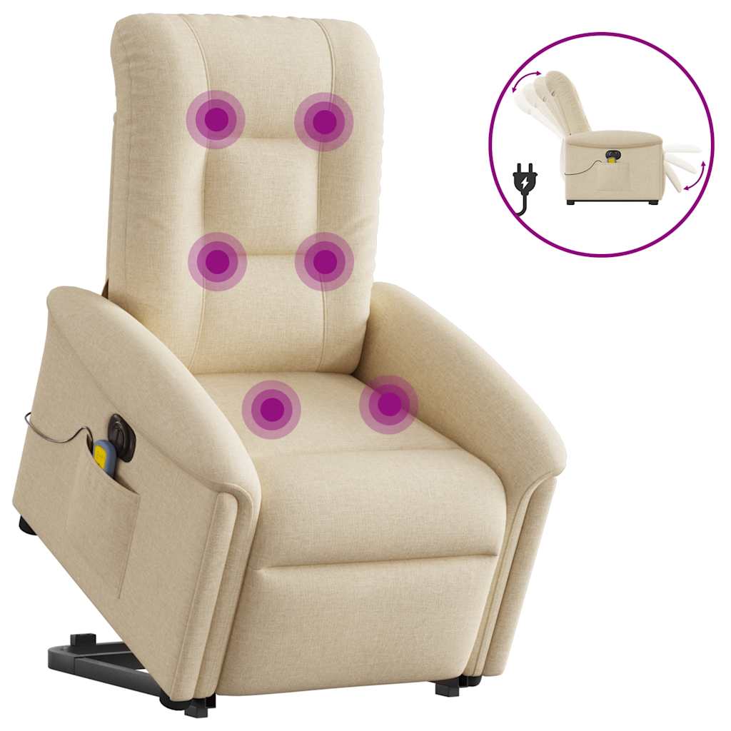 Sta-Op-Massagestoel Stof Kleurig Crème