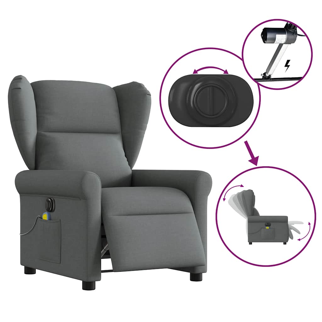 Massagestoel Stof Donkergrijs