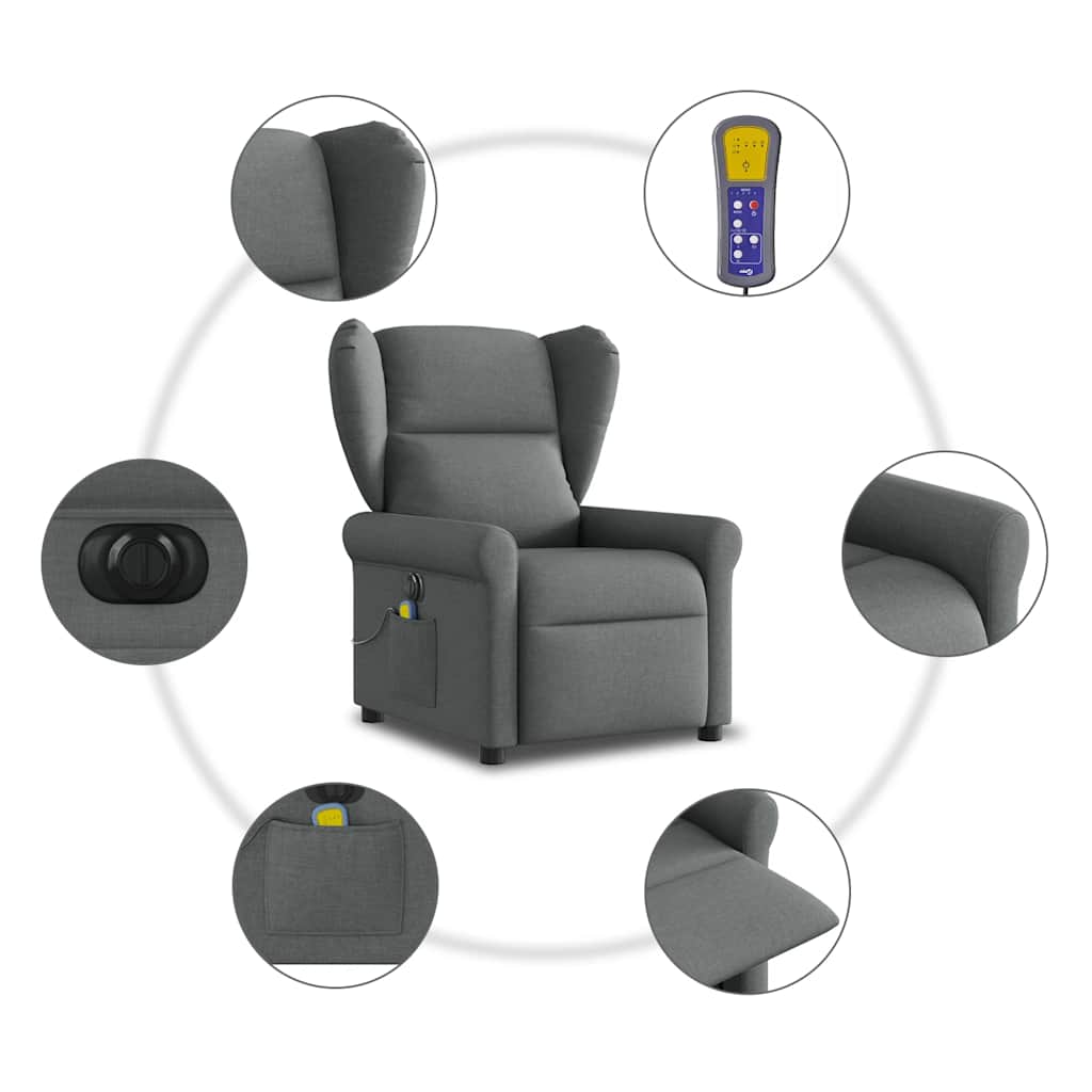 Massagestoel Stof Donkergrijs