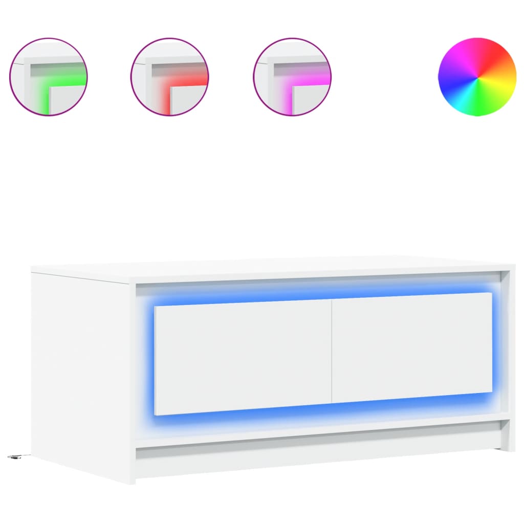 Salontafel Met Led-Verlichting Bewerkt Hout