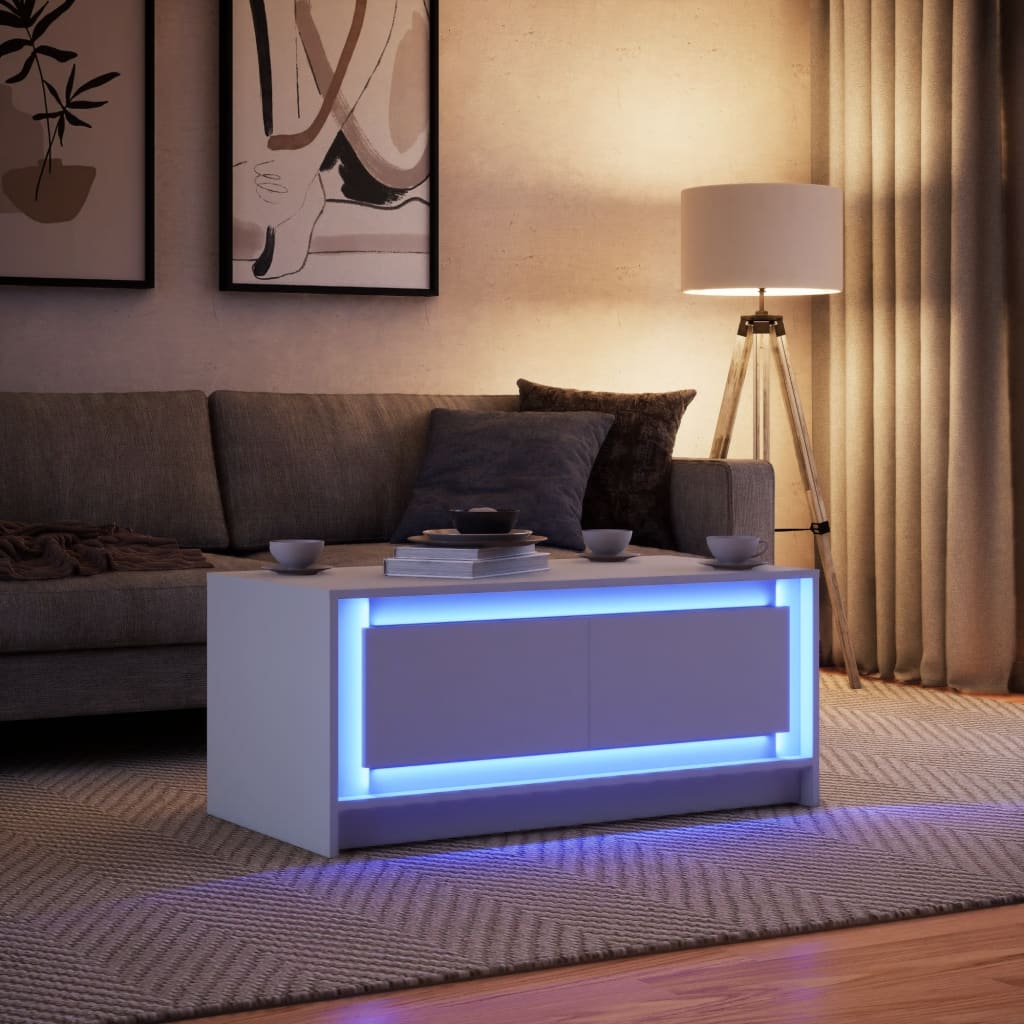 Salontafel Met Led-Verlichting Bewerkt Hout