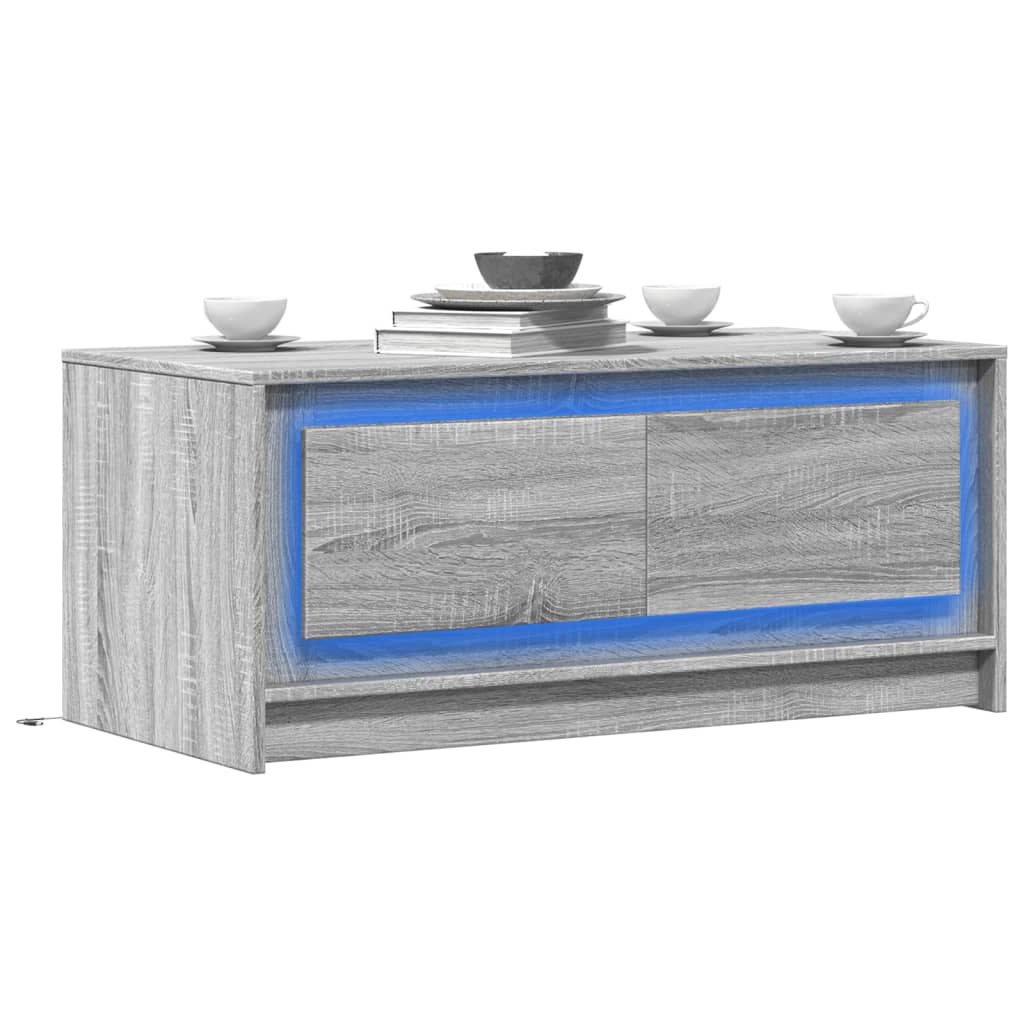 Salontafel Met Led-Verlichting Bewerkt Hout