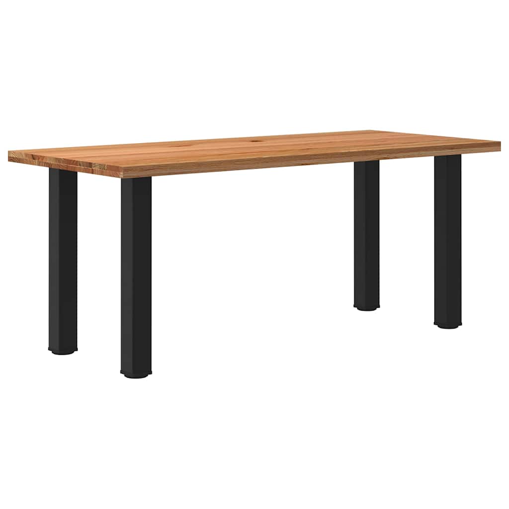 Eettafel Rechthoekig 180X120X74 Cm Massief Eikenhout Lichtbruin Zwart