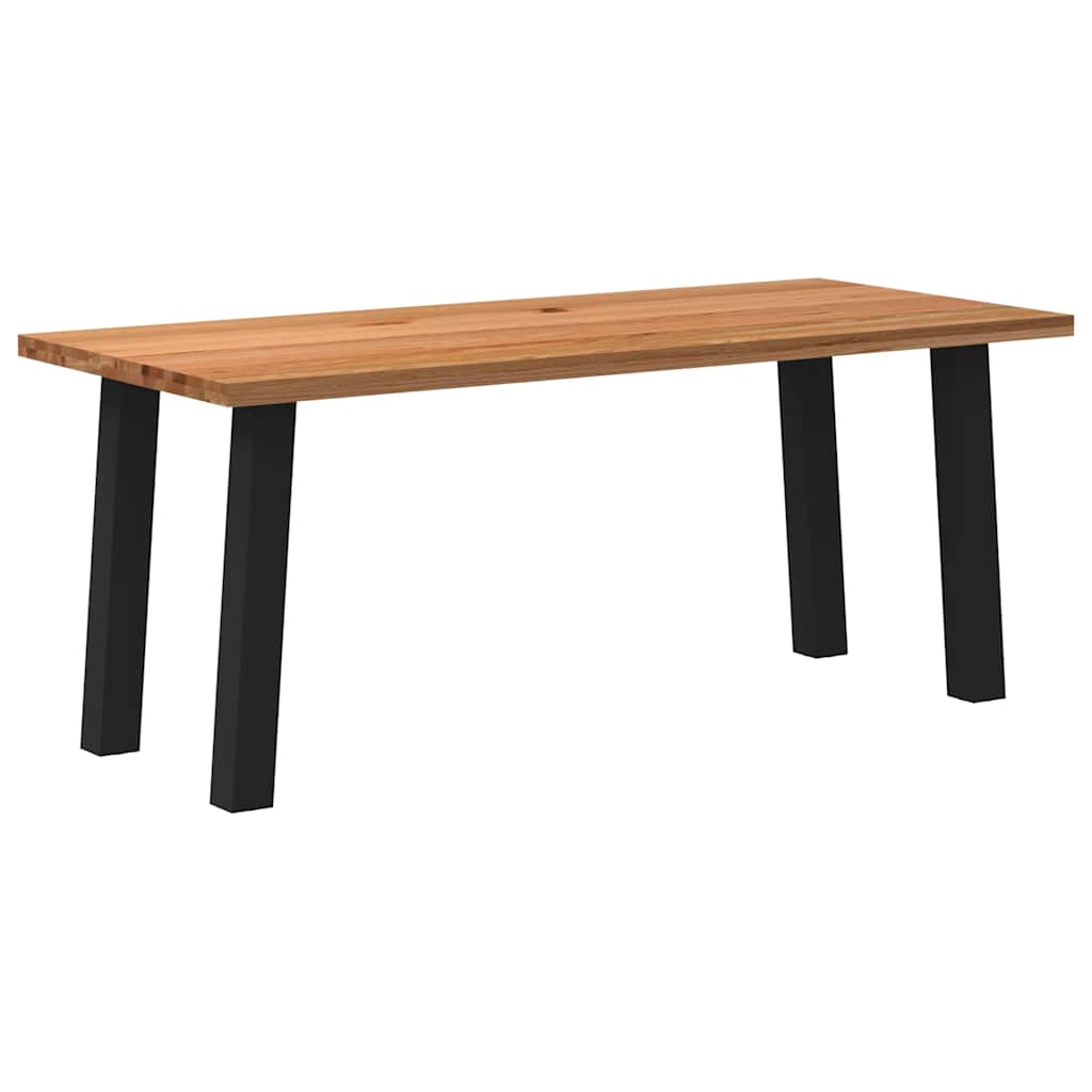 Eettafel Rechthoekig 180X120X74 Cm Massief Eikenhout Lichtbruin Zwart