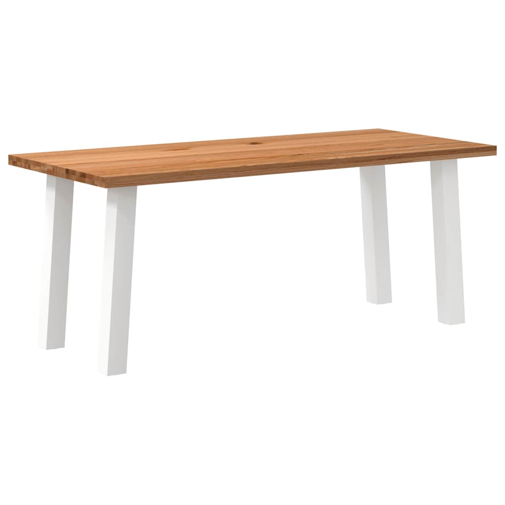 Eettafel Rechthoekig 180X120X74 Cm Massief Eikenhout Lichtbruin Wit