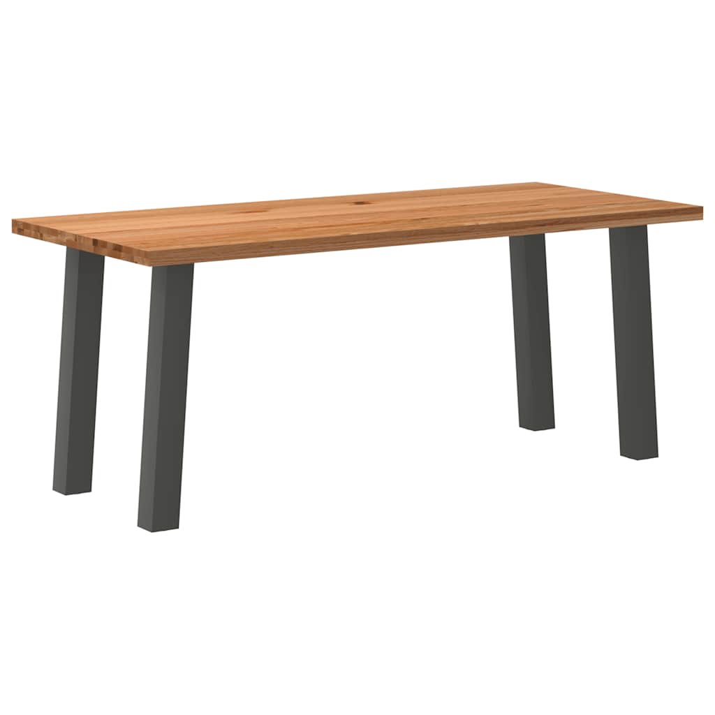 Eettafel Rechthoekig 180X120X74 Cm Massief Eikenhout Lichtbruin Antraciet