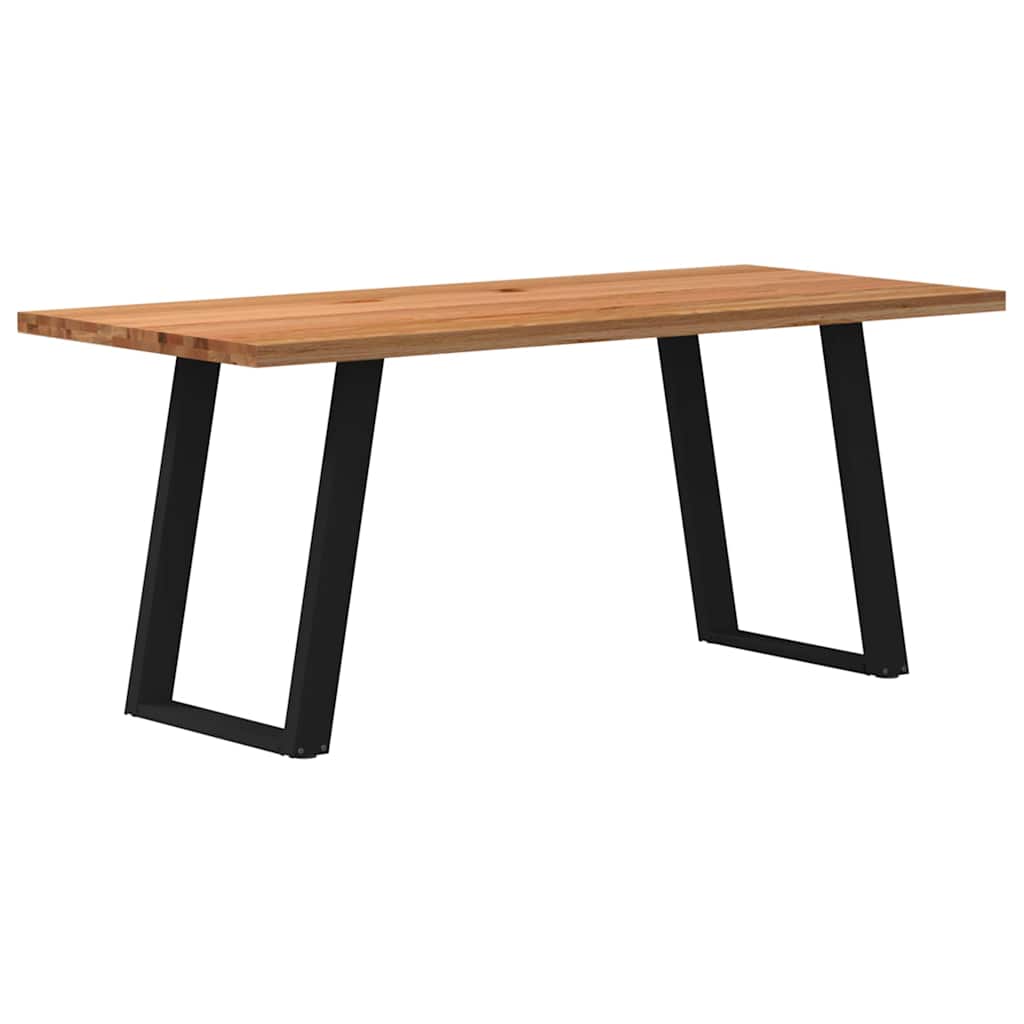 Eettafel Rechthoekig 180X120X74 Cm Massief Eikenhout Lichtbruin Zwart