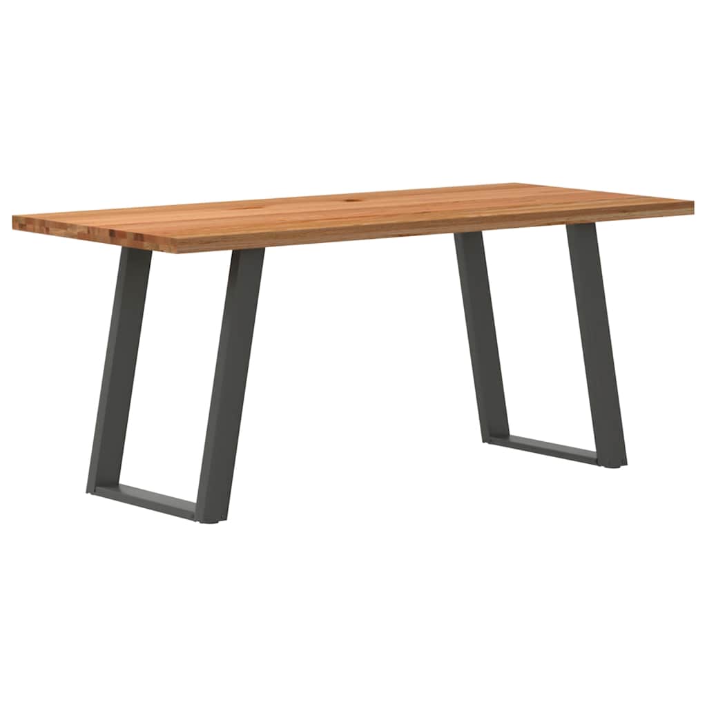 Eettafel Rechthoekig 180X120X74 Cm Massief Eikenhout Lichtbruin Antraciet