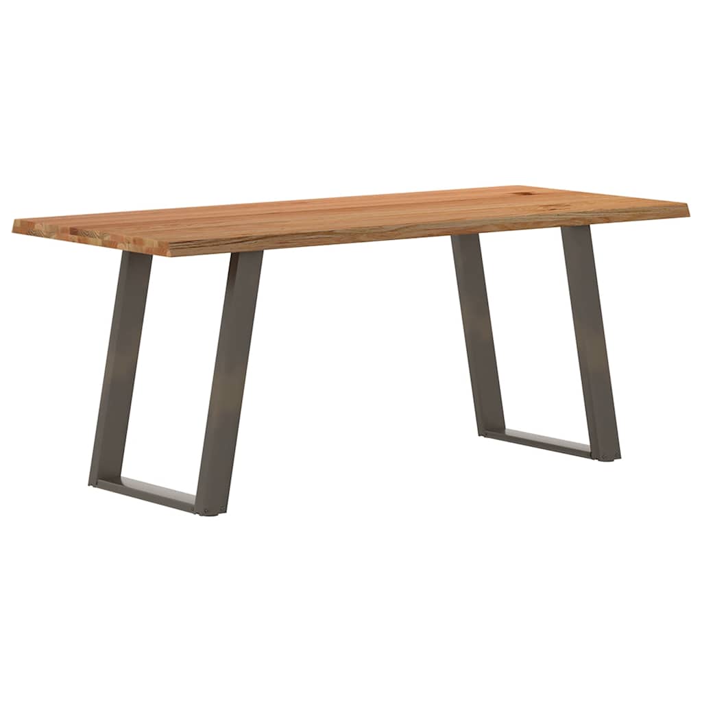 Eettafel Met Levende Rand 180X120X74 Cm Massief Eikenhout Rechthoekig Naturel