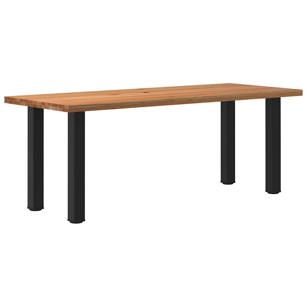 Eettafel Rechthoekig 180X120X74 Cm Massief Eikenhout Lichtbruin Zwart