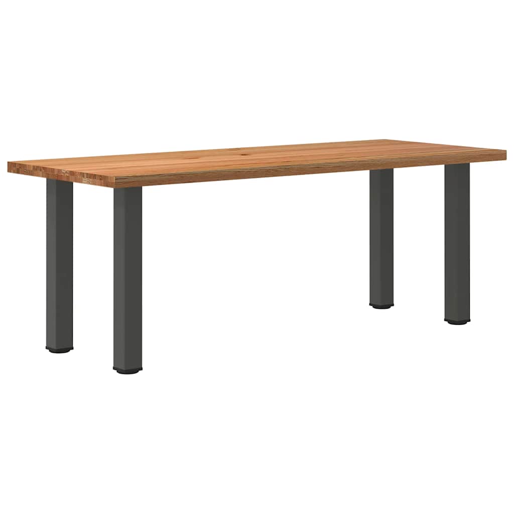 Eettafel Rechthoekig 180X120X74 Cm Massief Eikenhout Lichtbruin Antraciet