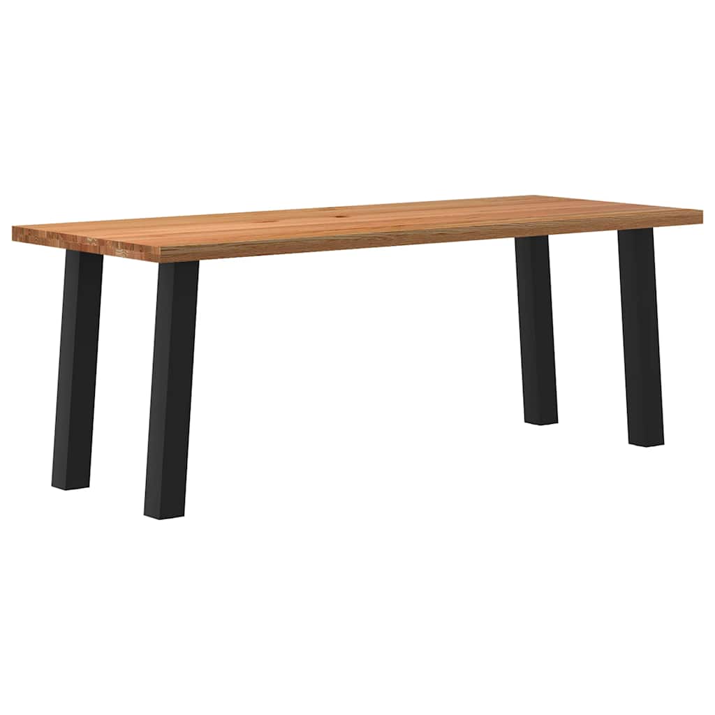 Eettafel Rechthoekig 180X120X74 Cm Massief Eikenhout Lichtbruin Zwart