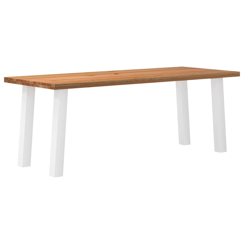 Eettafel Rechthoekig 180X120X74 Cm Massief Eikenhout Lichtbruin Wit