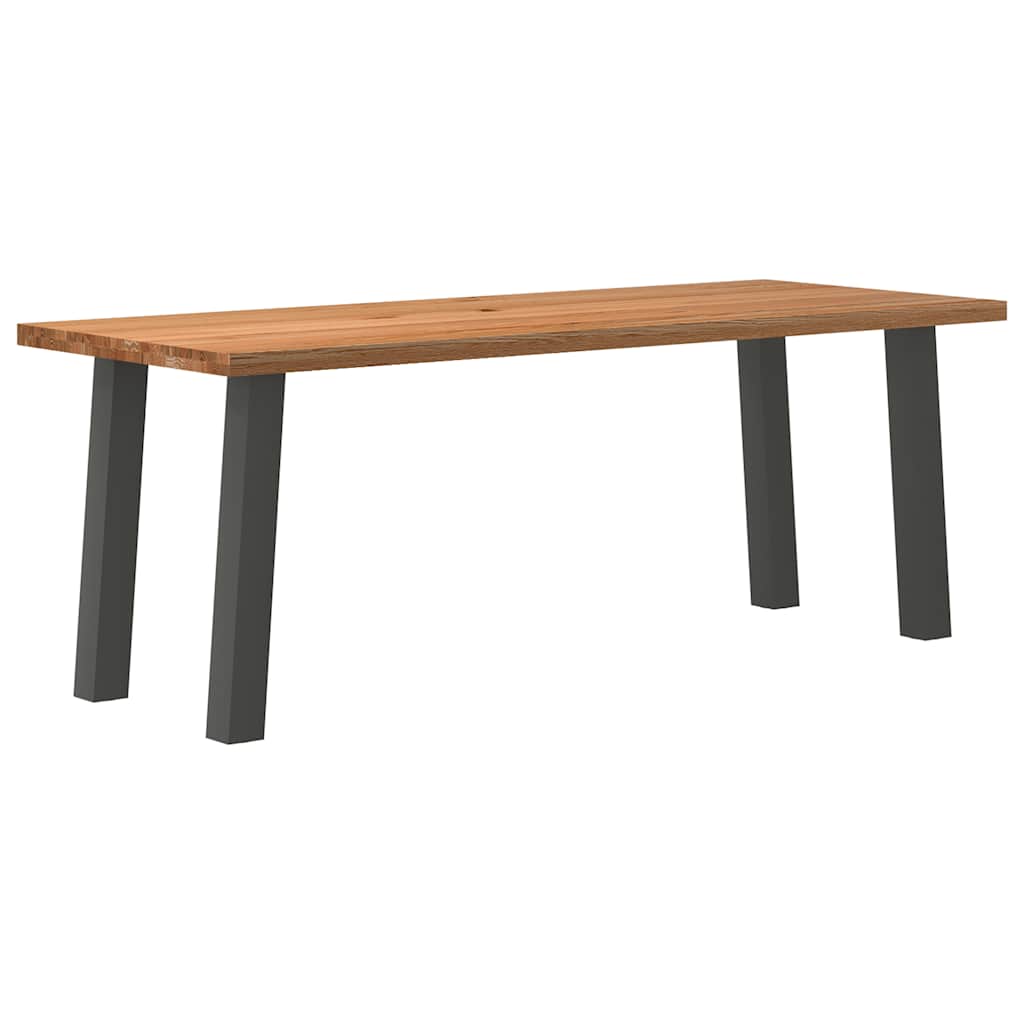 Eettafel Rechthoekig 180X120X74 Cm Massief Eikenhout Lichtbruin Antraciet