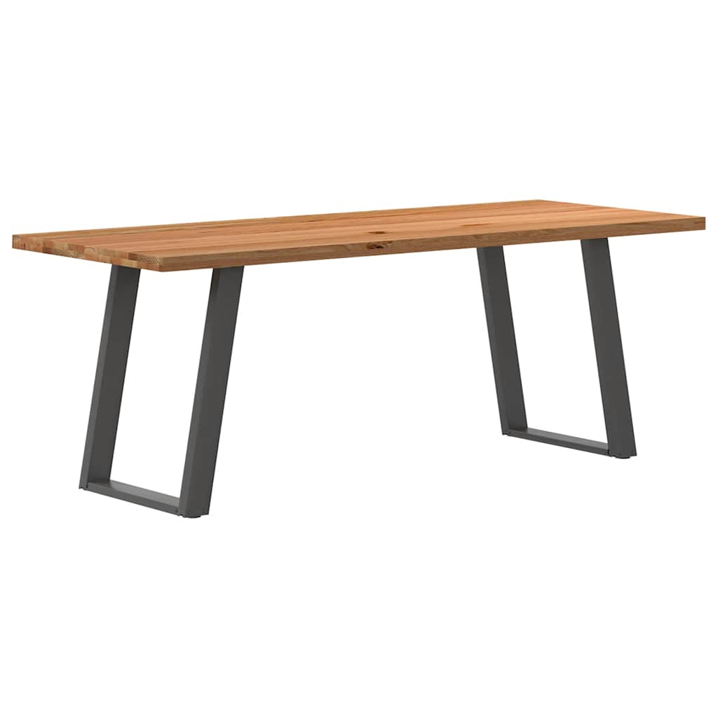 Eettafel Rechthoekig 180X120X74 Cm Massief Eikenhout Lichtbruin Antraciet
