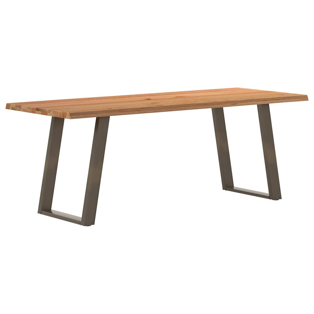 Eettafel Met Levende Rand 180X120X74 Cm Massief Eikenhout Rechthoekig Naturel