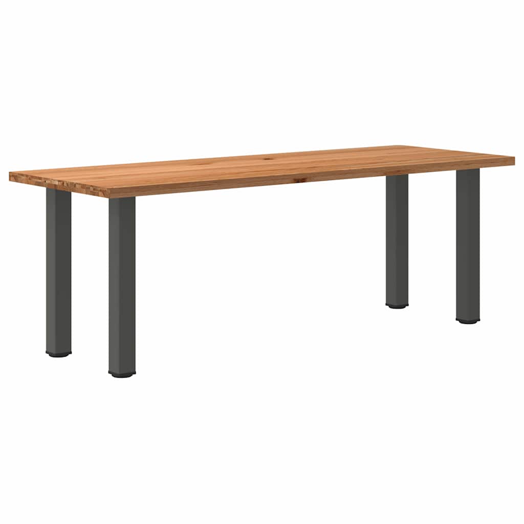 Eettafel Rechthoekig 180X120X74 Cm Massief Eikenhout Lichtbruin Antraciet