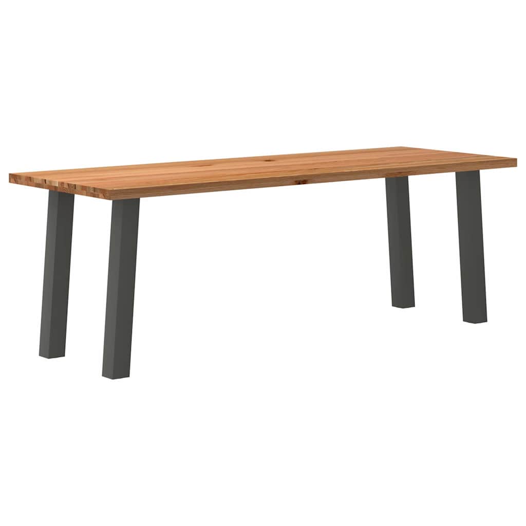 Eettafel Rechthoekig 180X120X74 Cm Massief Eikenhout Lichtbruin Antraciet