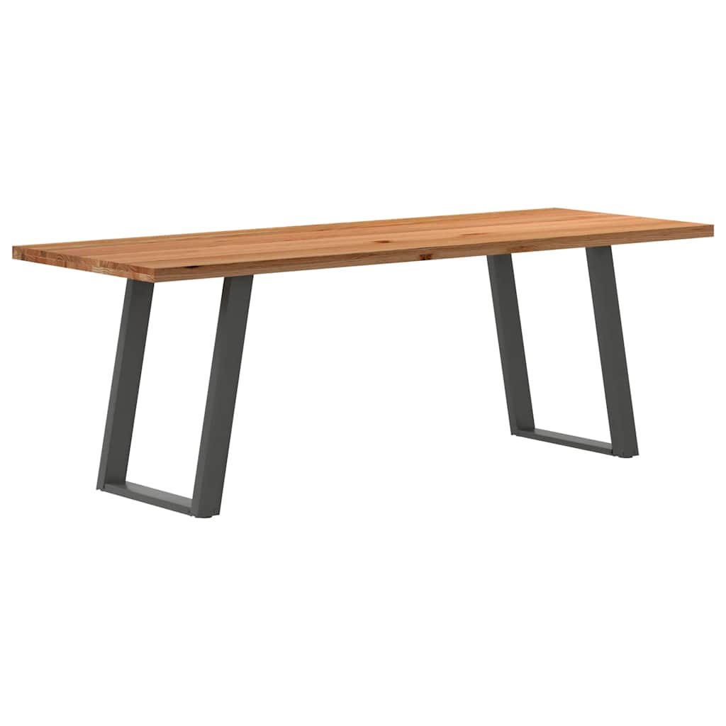 Eettafel Rechthoekig 180X120X74 Cm Massief Eikenhout Lichtbruin Antraciet