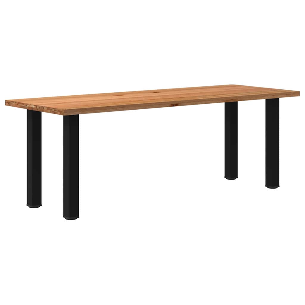 Eettafel Rechthoekig 180X120X74 Cm Massief Eikenhout Lichtbruin Zwart