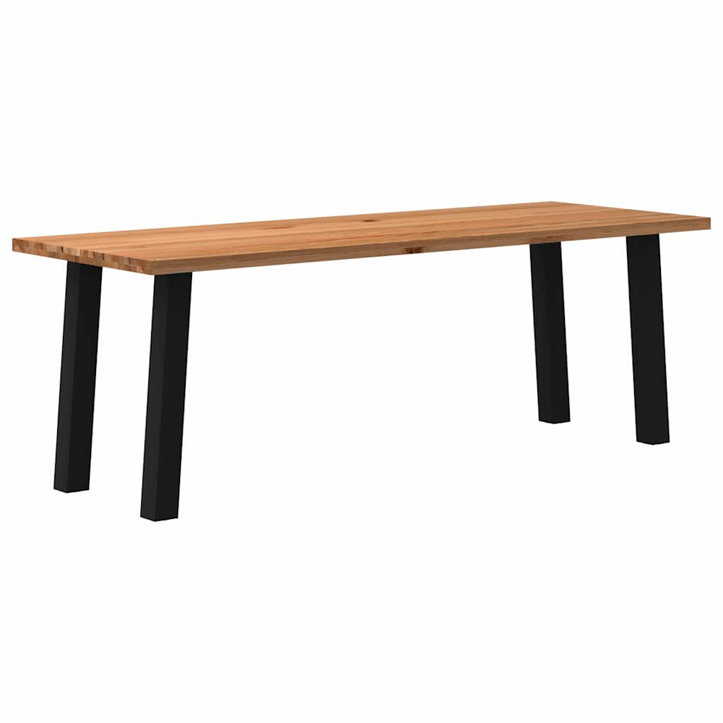 Eettafel Rechthoekig 180X120X74 Cm Massief Eikenhout Lichtbruin Zwart