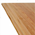 Eettafel Met Natuurlijke Rand 220X80X74 Cm Massief Eikenhout Natuurlijk Staal