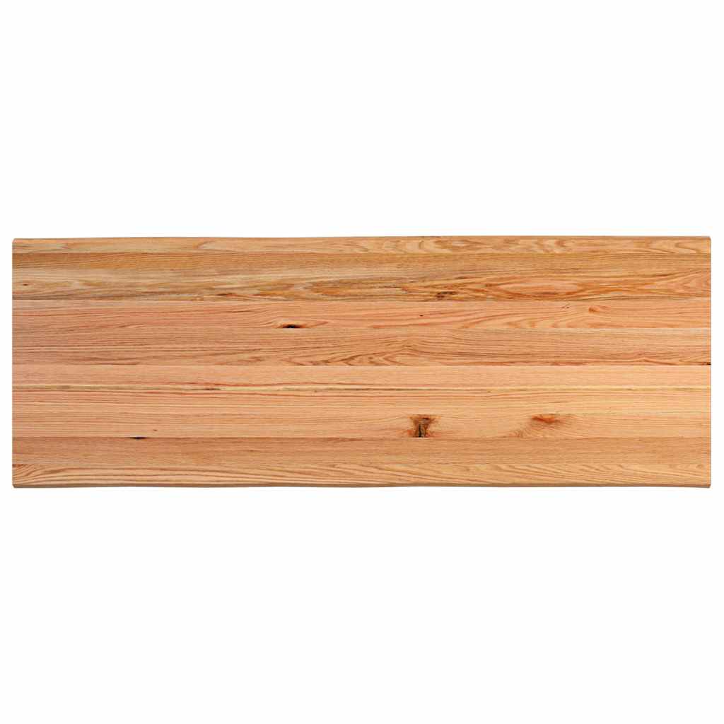 Eettafel Met Natuurlijke Rand 220X80X74 Cm Massief Eikenhout Natuurlijk Staal