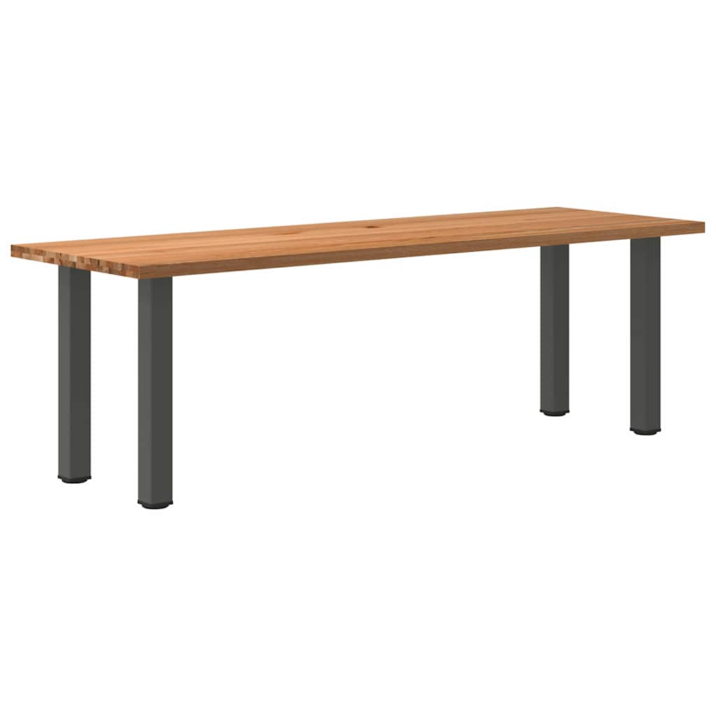 Eettafel Rechthoekig 180X120X74 Cm Massief Eikenhout Lichtbruin Antraciet