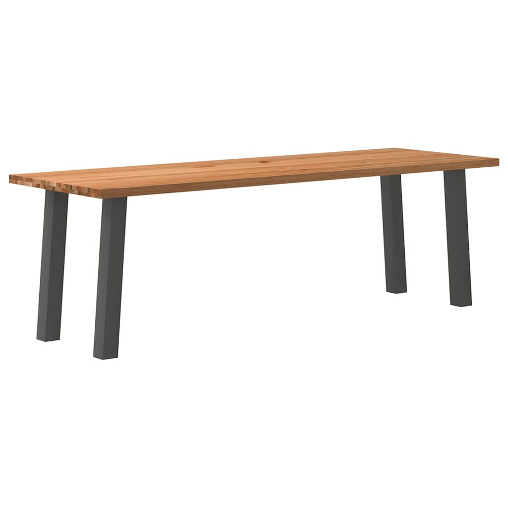 Eettafel Rechthoekig 180X120X74 Cm Massief Eikenhout Lichtbruin Antraciet