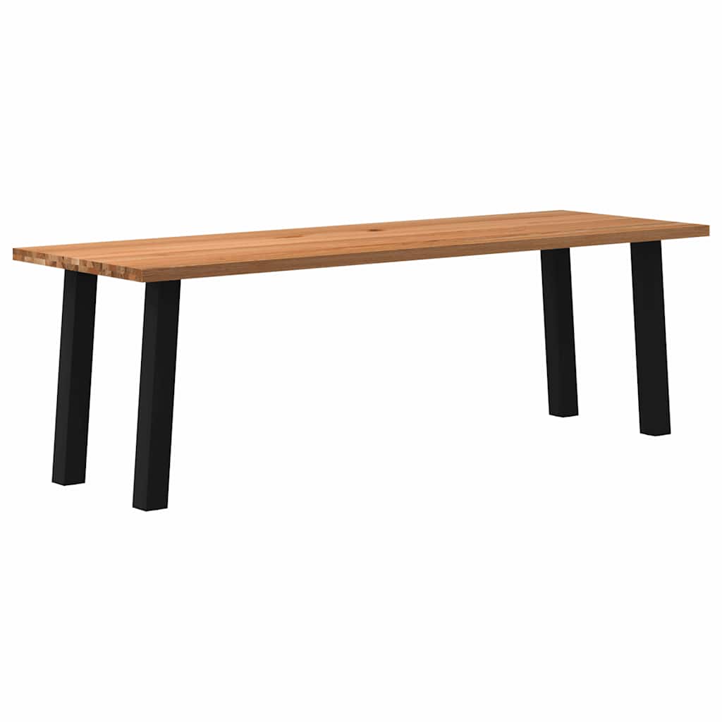 Eettafel Rechthoekig 180X120X74 Cm Massief Eikenhout Lichtbruin Zwart