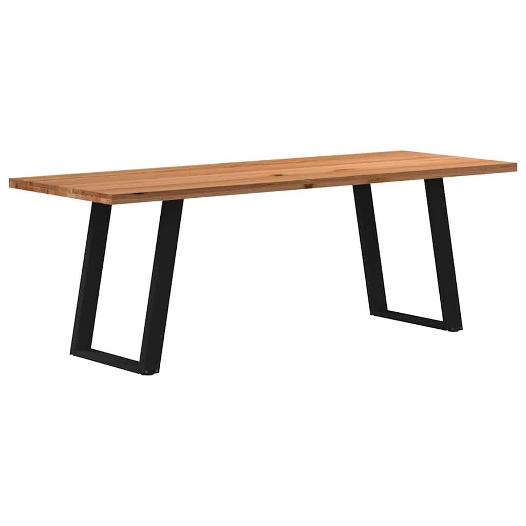 Eettafel Rechthoekig 180X120X74 Cm Massief Eikenhout Lichtbruin Zwart