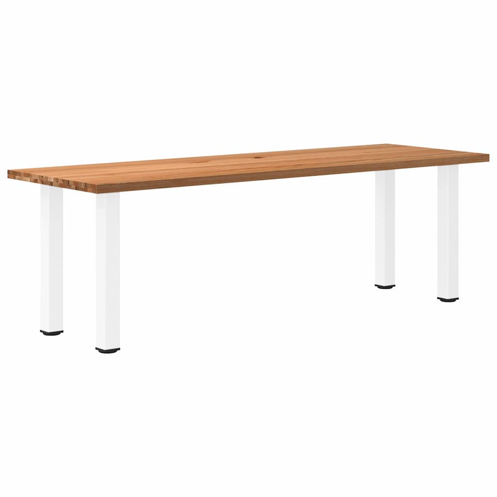 Eettafel Rechthoekig 180X120X74 Cm Massief Eikenhout Lichtbruin Wit