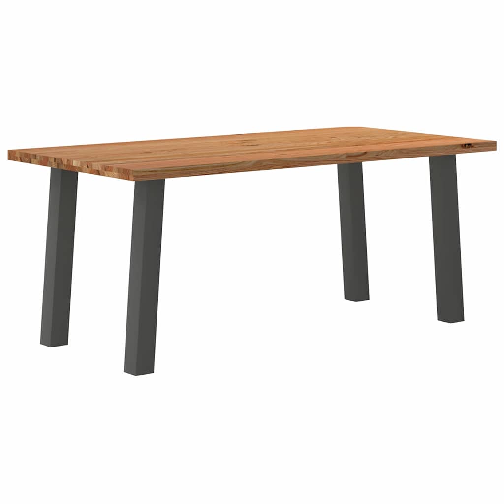 Eettafel Rechthoekig 180X120X74 Cm Massief Eikenhout Lichtbruin Antraciet