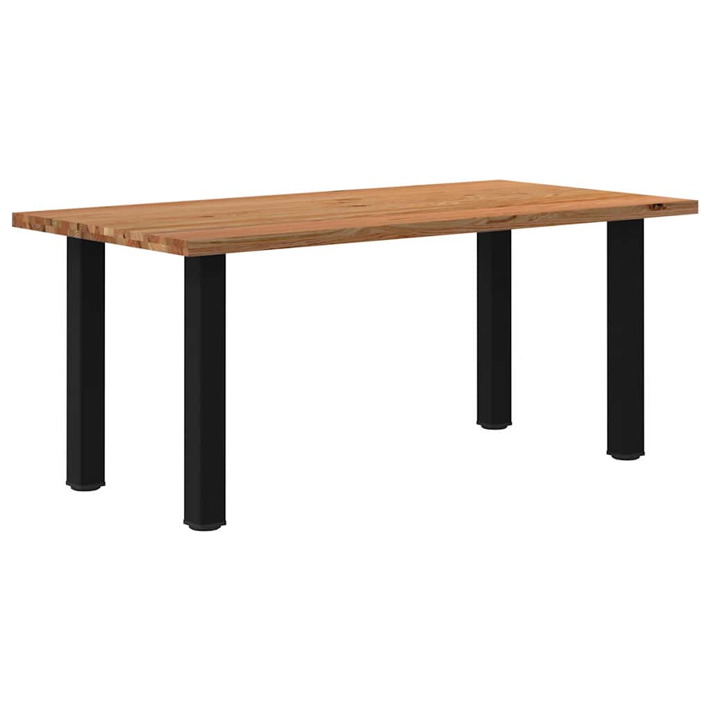 Eettafel Rechthoekig 180X120X74 Cm Massief Eikenhout Lichtbruin Zwart